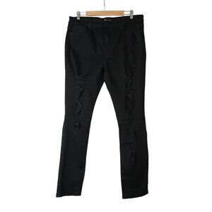 Hot Topic men's‎ black destructed grunge slim fit stretch jeans 36 x 31